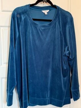Time and Tru Blue Velvet Track Top